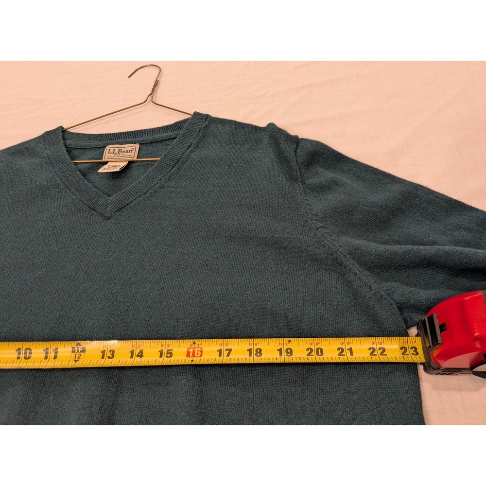 L.L.Bean Sweater Mens XL Tall Teal Green V Neck Cotton Cashmere Blend Pullover - Picture 12 of 14